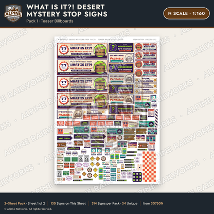 Alpine Railworks 30750N N Scale Roadside Signs - Desert Mystery Stop