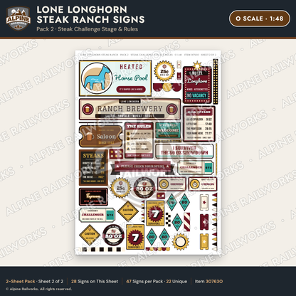 Alpine Railworks 30763O O Scale Roadside Signs - Big Steakhouse