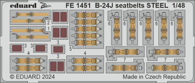 Eduard FE1451 1/48 B-24J Seatbelts STEEL Zoom Set Zoom Photo Etch Set