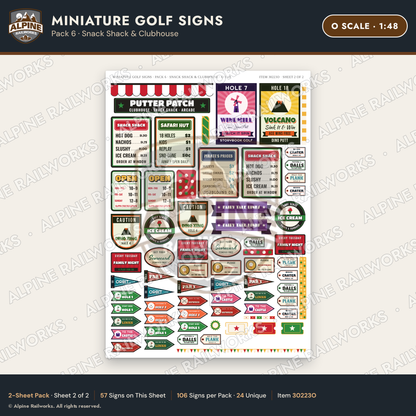 Alpine Railworks 30223O O Scale Miniature Golf Signs - Snack Shack