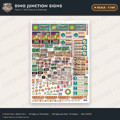 Alpine Railworks 30811N N Scale Roadside Signs - Giant Dinosaurs
