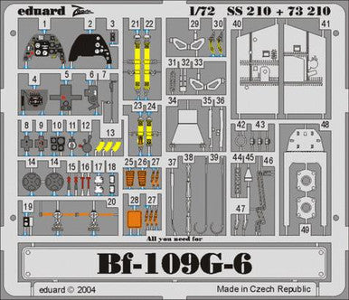 Eduard SS210 1/72 Bf 109G-6 for Hasegawa Photo Etch Detail Set