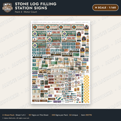 Alpine Railworks 31077N N Scale Roadside Signs - Petrified Wood