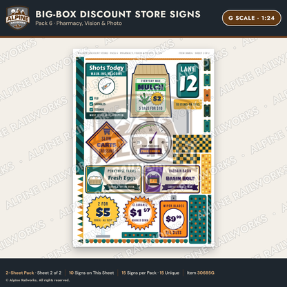 Alpine Railworks 30685G G Scale Big-Box Discount Store Signs