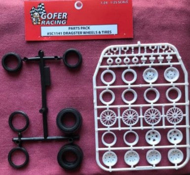 Gofer 51141 1/24-1/25 Dragster Wheels & Tires Pack (Plastic)