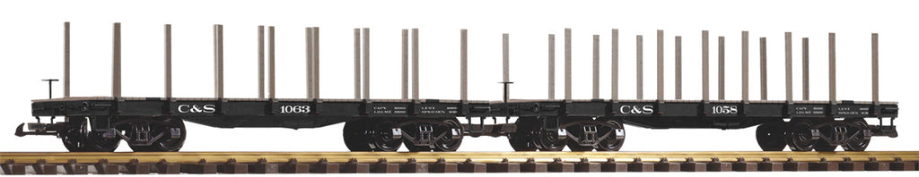 Piko 38785 G Scale C&S Flatcar with Stakes 2-Pack