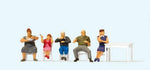 Preiser 10577 HO Scale Pedestrians At the Table pkg(5) w/Table