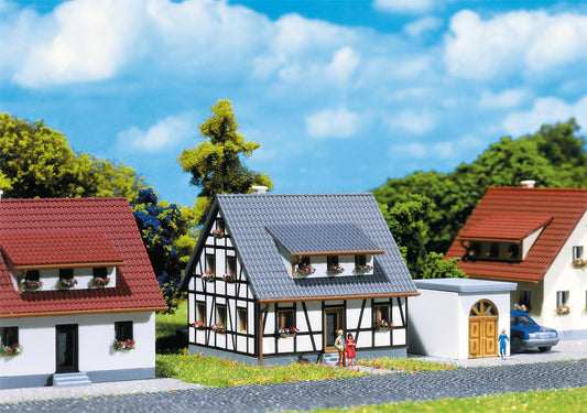 Faller 282760 Z Scale Half-Timbered House w/ Blue Roof Kit