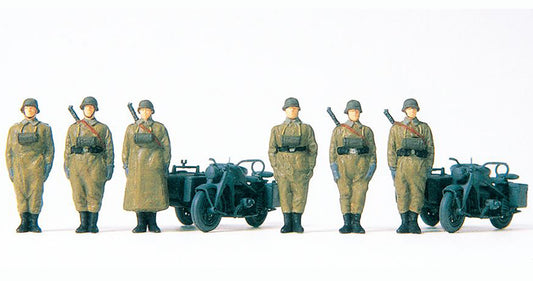 Preiser 16571 HO Scale Motorcycle Troops at Attention Kit