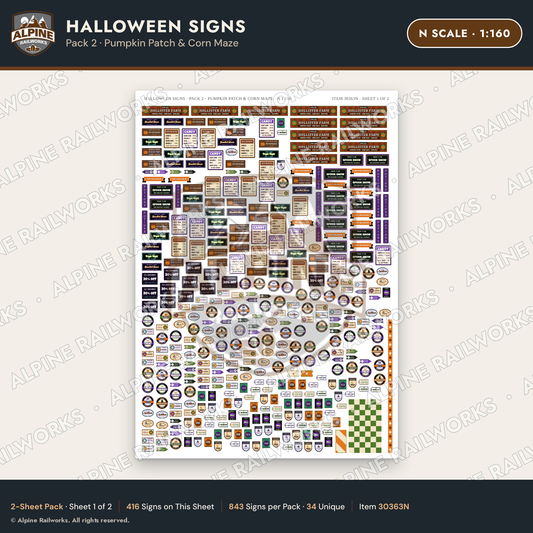 Alpine Railworks 30363N N Scale Halloween Signs - Pumpkin Patch