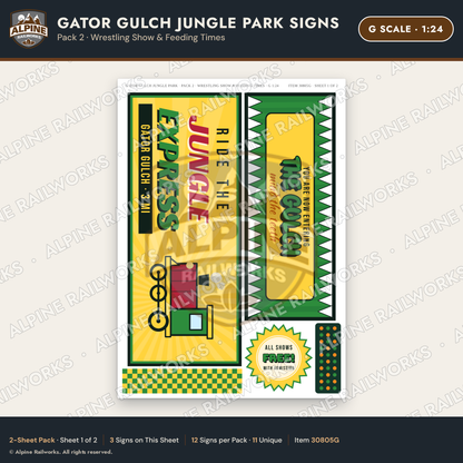 Alpine Railworks 30805G G Scale Roadside Signs - Alligator Park