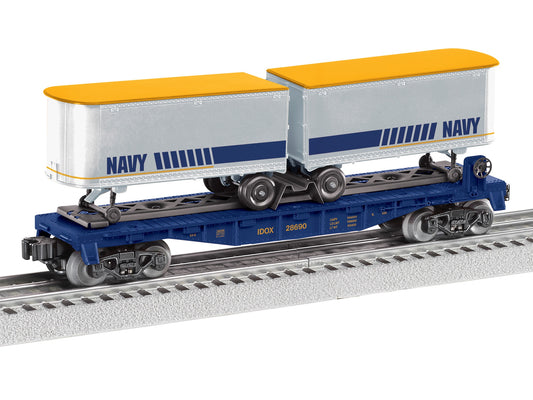 Lionel 6-2528690 O Gauge Navy Flatcar with Piggyback Trailers
