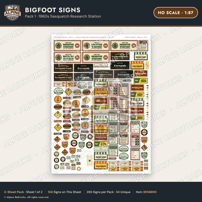 Alpine Railworks 30146HO HO Scale Bigfoot Signs