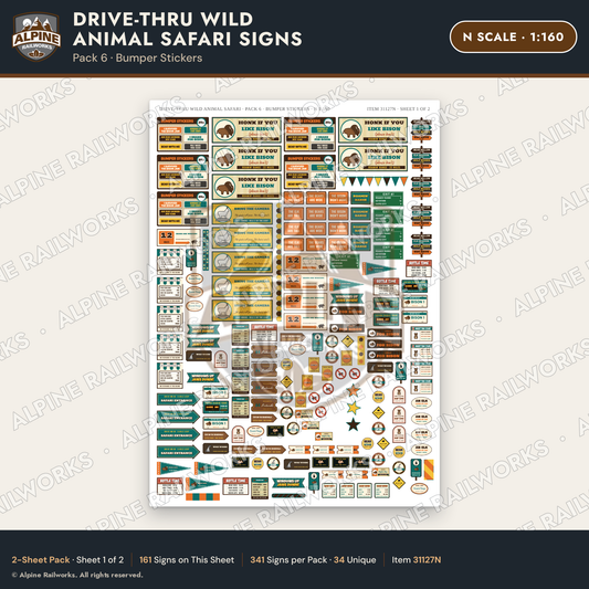 Alpine Railworks 31127N N Scale Roadside Signs - Drive-Thru Safari