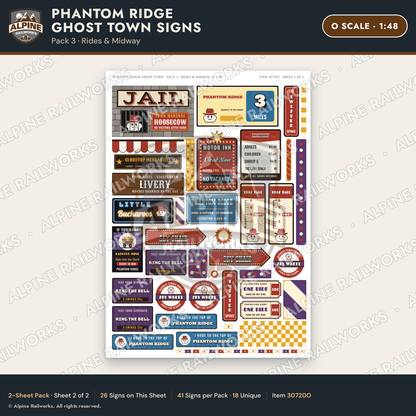Alpine Railworks 30720O O Scale Roadside Signs - Mountain Ghost Town
