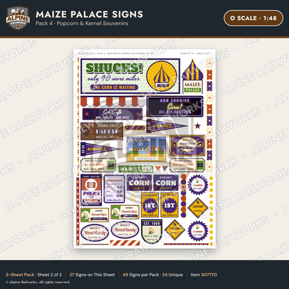 Alpine Railworks 30777O O Scale Roadside Signs - Corn Palace