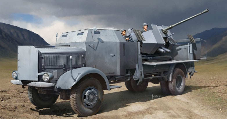 Trumpeter Scale Models 9593 1/35 L4500A Military Truck w/3.7cm Flak 37 Gun