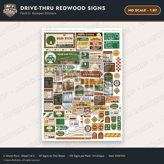 Alpine Railworks 31067HO HO Scale Roadside Signs - Drive-Thru Tree