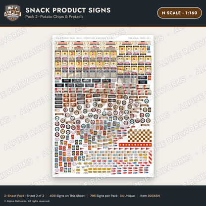 Alpine Railworks 30345N N Scale Snack Product Signs - Potato Chips