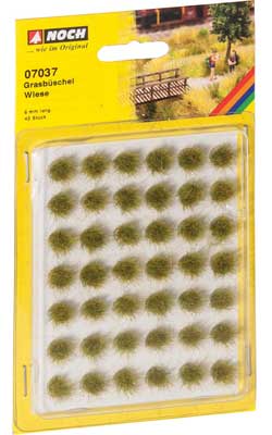 Noch 7037 All Scale Grass Tufts Mini Set -- Meadow 1/4" 6mm pkg(42)