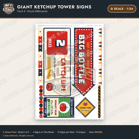 Alpine Railworks 30929G G Scale Roadside Signs - Ketchup Bottle Tower