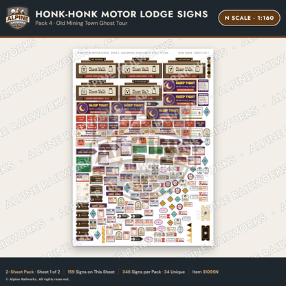 Alpine Railworks 31095N N Scale Roadside Signs - Clown Motel