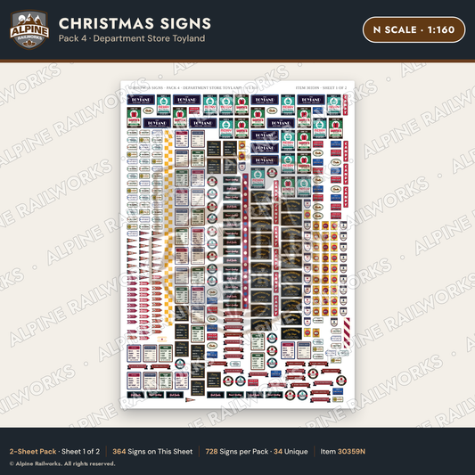 Alpine Railworks 30359N N Scale Christmas Signs