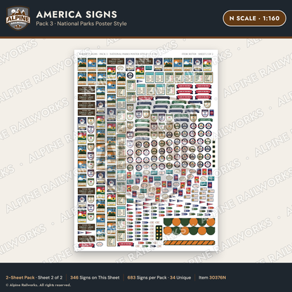 Alpine Railworks 30376N N Scale America Signs