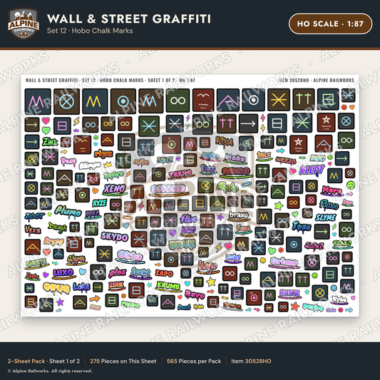 Alpine Railworks 30528HO HO Scale Wall & Street Graffiti Cut-Outs