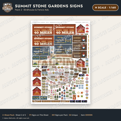 Alpine Railworks 30555N N Scale Roadside Signs - Rock Garden
