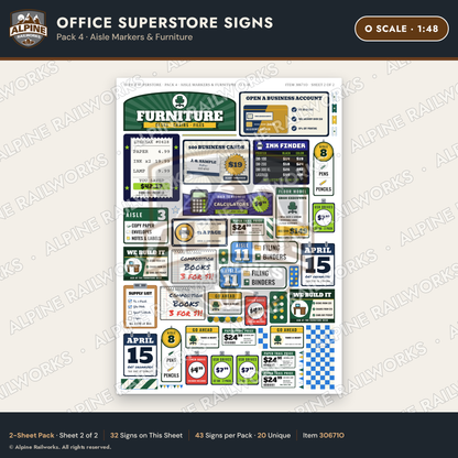 Alpine Railworks 30671O O Scale Office Superstore Signs