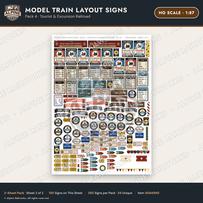 Alpine Railworks 30443HO HO Scale Model Train Layout Signs - Tourist