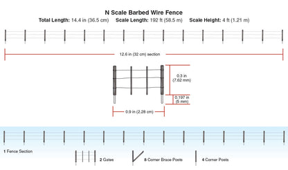 Woodland Scenics A2990 N Scale Barbed Wire Fence