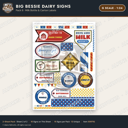 Alpine Railworks 30971G G Scale Roadside Signs - Giant Cow Dairy