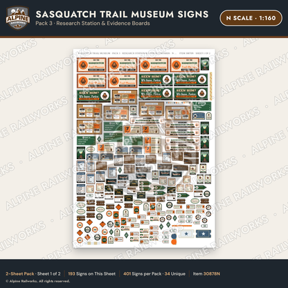 Alpine Railworks 30878N N Scale Roadside Signs - Bigfoot Museum