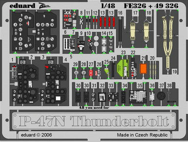 Eduard FE326 1/48 P-47N Thunderbolt Photo Etch for Academy