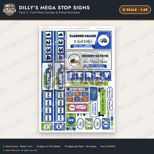 Alpine Railworks 30585O O Scale Roadside Signs - Travel Center