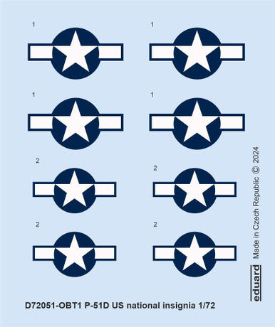 Eduard D72051 1/72 P-51D US National Insignia DECAL for EDUARD
