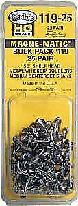 Kadee 11925 HO Scale #119-25 Bulk Pack - 25 Pairs #119 SE Shelf Medium (9/32")