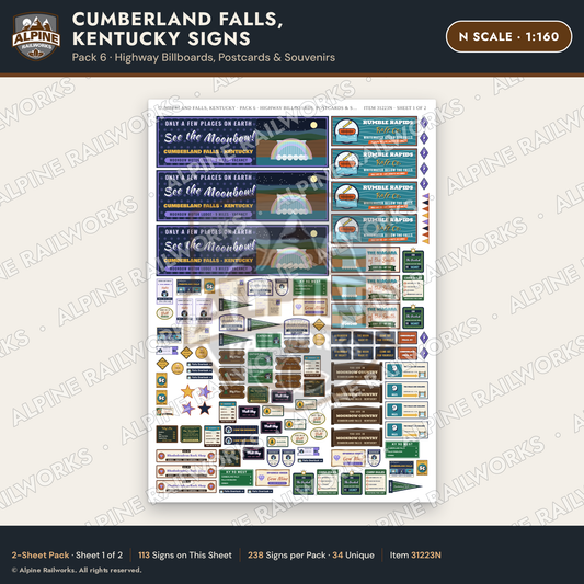Alpine Railworks 31223N N Scale Cumberland Falls Signs - Billboards