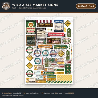 Alpine Railworks 30548O O Scale Roadside Signs - Jungle Grocery Store