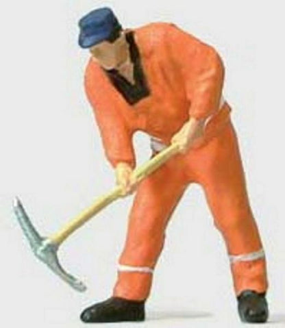 Preiser 28090 HO Scale Worker Track Worker w/Pick