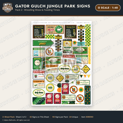Alpine Railworks 30805O O Scale Roadside Signs - Alligator Park