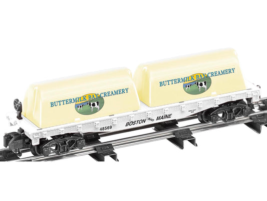 Lionel 48569 S Gauge Buttermilk Bay Creamery Flatcar with Milk Containers
