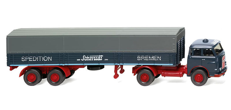 Wiking 051404 1/87 Scale Schmidt - Man Pausbacke Truck And Flatbed Trailer