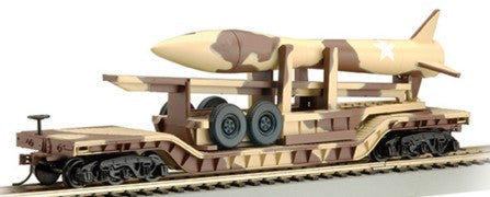 Bachmann 18340 HO 52' Center Depressed Flatcar w/Missile (Desert Camo)