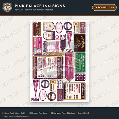 Alpine Railworks 31039O O Scale Roadside Signs - Pink Themed Motel