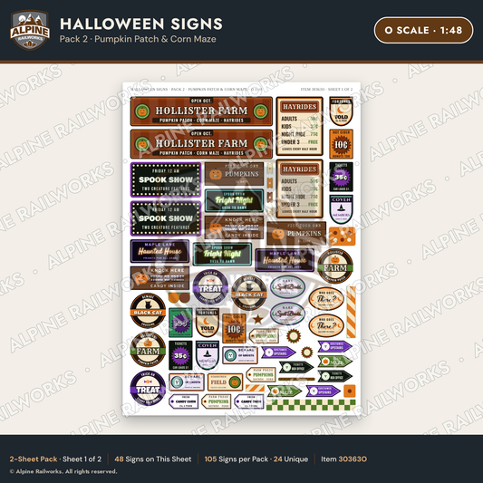 Alpine Railworks 30363O O Scale Halloween Signs - Pumpkin Patch