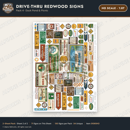 Alpine Railworks 31065HO HO Scale Roadside Signs - Drive-Thru Tree