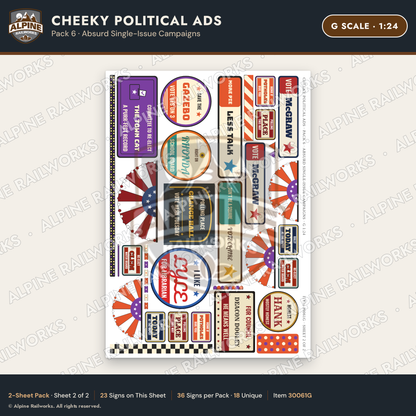 Alpine Railworks 30061G G Scale Cheeky Political Ads